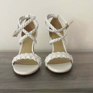 Michael Kors strappy white braided heels